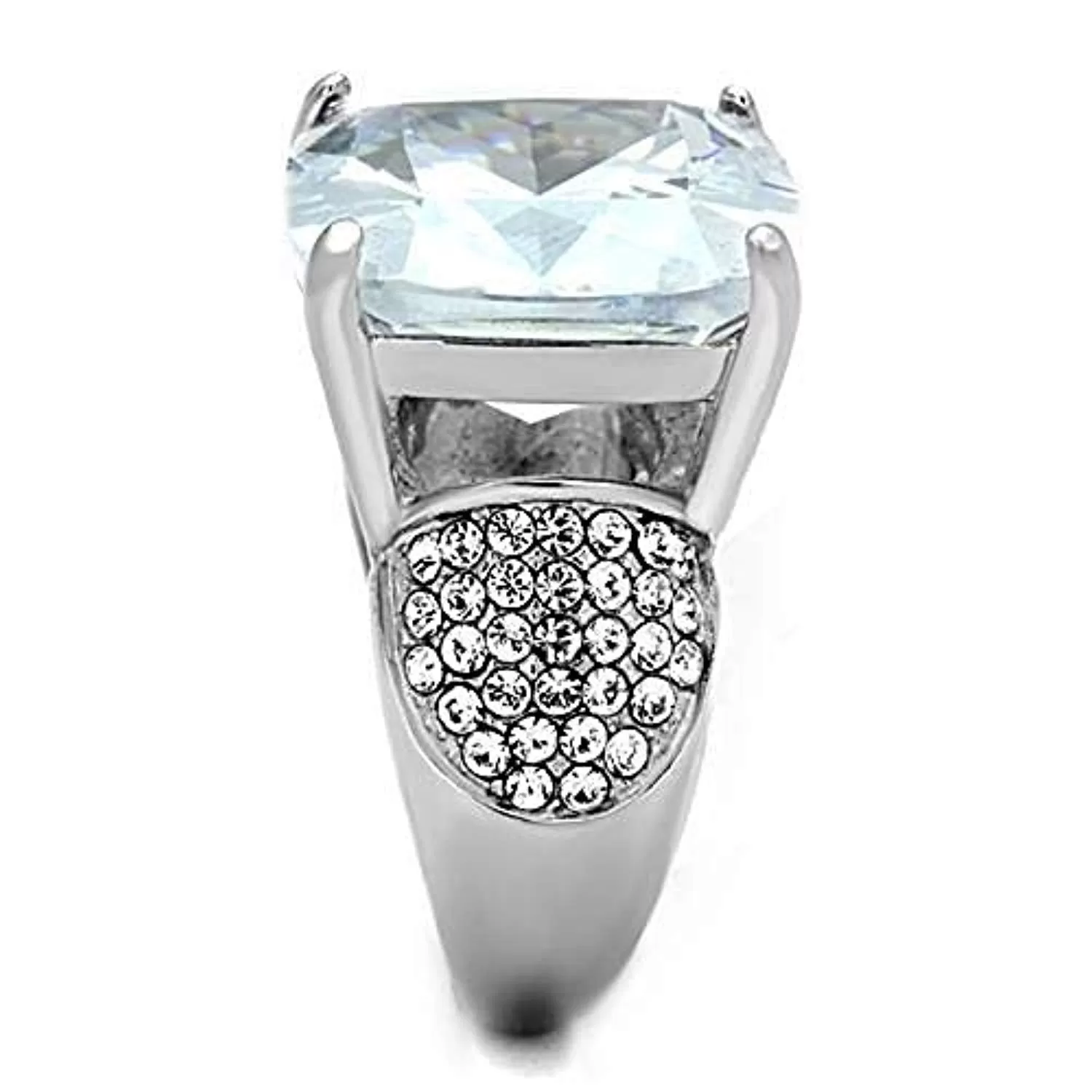 WildKlass Stainless Steel Ring High Polished (no Plating) Women AAA Grade CZ Clear