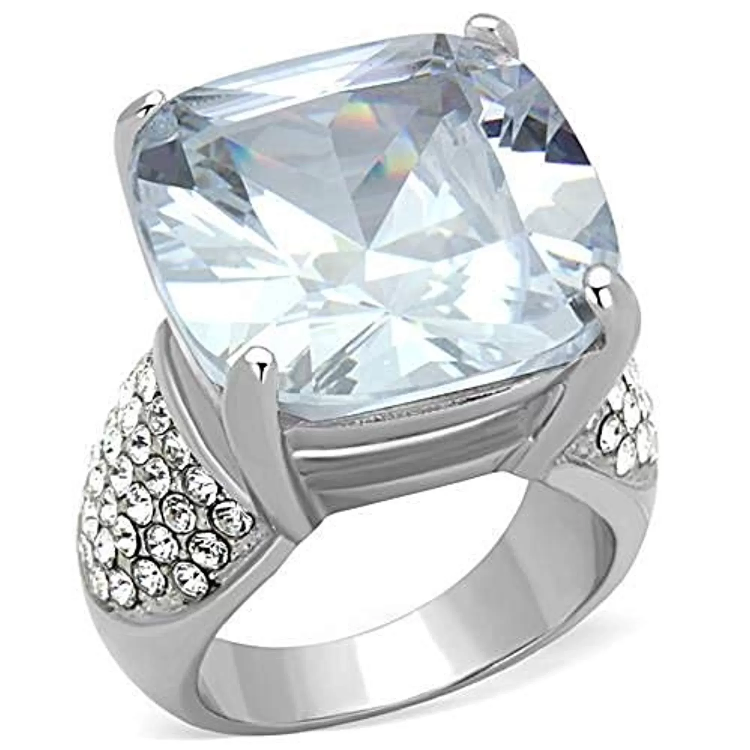 WildKlass Stainless Steel Ring High Polished (no Plating) Women AAA Grade CZ Clear