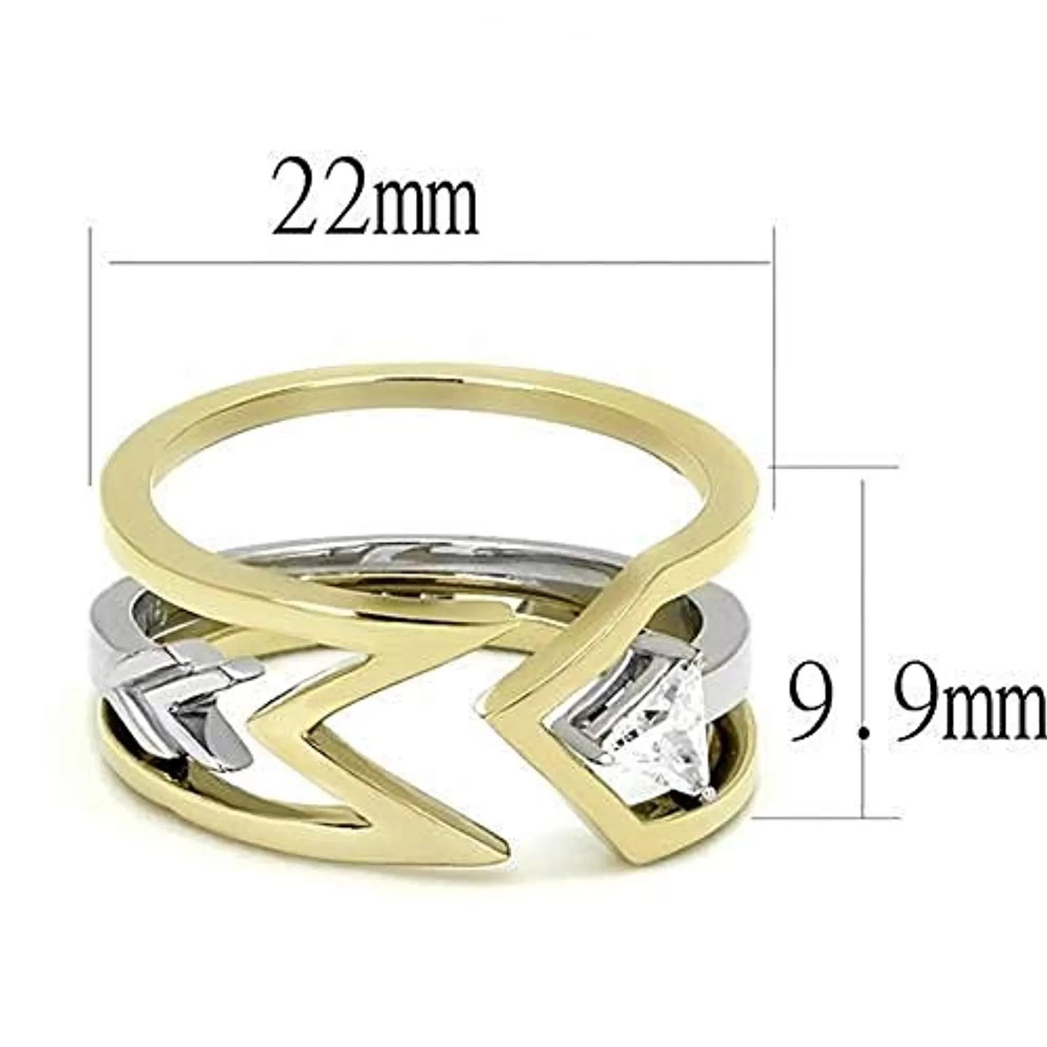 WildKlass Stainless Steel Ring Two-Tone IP Gold Women AAA Grade CZ Clear