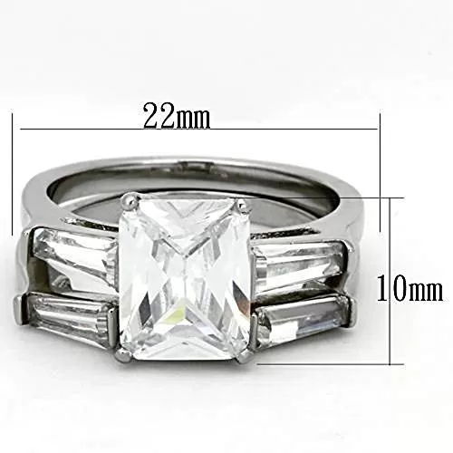 WildKlass Stainless Steel Wedding Ring High Polished (no Plating) Women AAA Grade CZ Clear