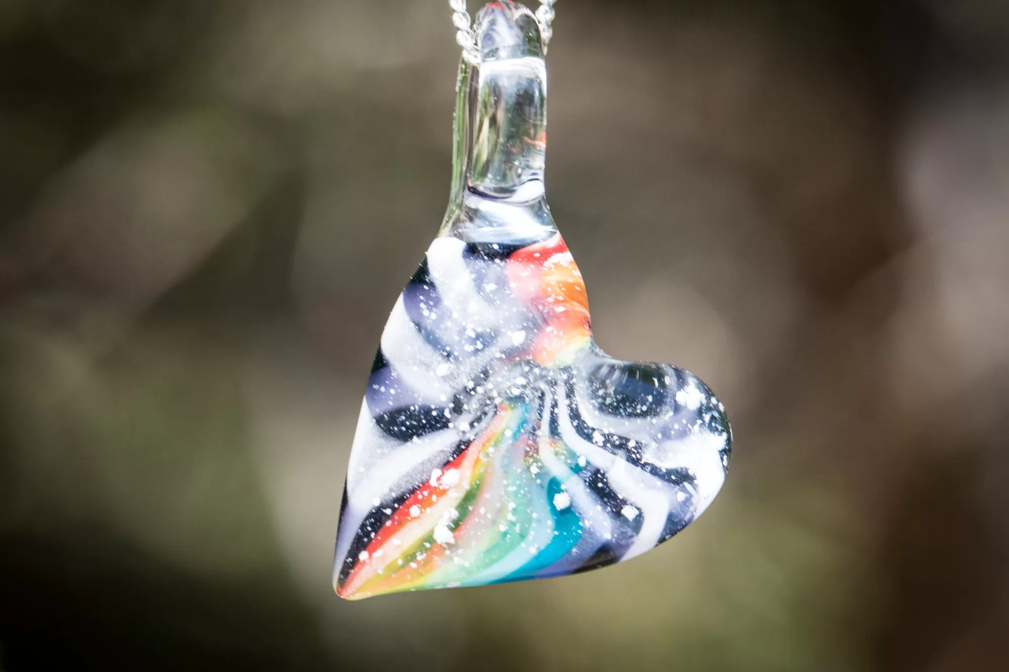 Zebra Rainbow Pendant with Cremation Ashes