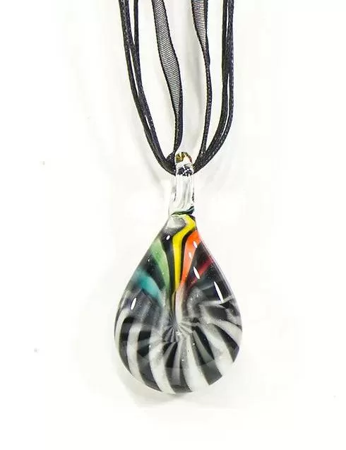 Zebra Rainbow Pendant with Cremation Ashes